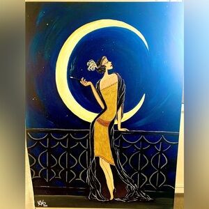 Elegant Moonlit Lady Art Print